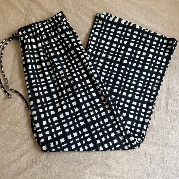 Zac & Rachel Checkered Pull On Elastic Waist Wide Leg‎ Pants Size M - Picture 1 of 8